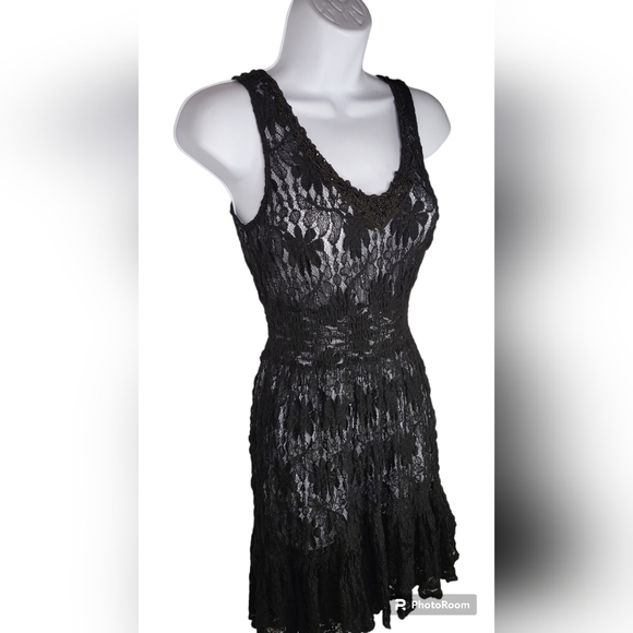 Free People Black Floral Lace Dress Small - Picture 3 of 4